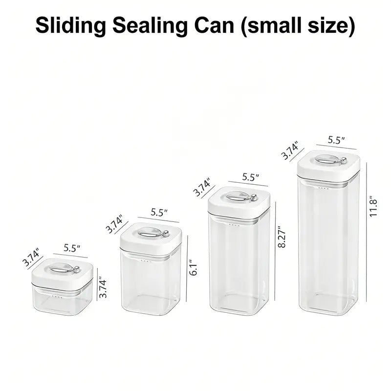 UFORU Wall-Fit Square Plastic Kitchen Container Set - Airtight Food Grade Sealable Dry Food Canisters with Rotating Seal Lids, Wide-Open Pour Pantry Organizers for Tight Spaces, Great for Rice and Pasta, Fresh Stays Longer