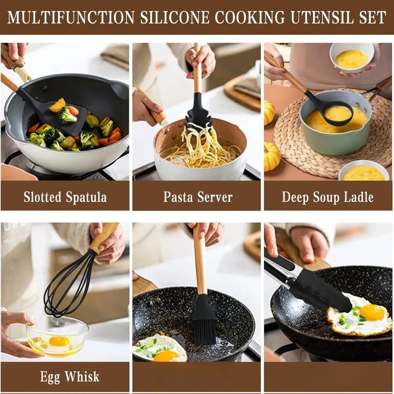 Kitchen Cooking Utensils Set, 33 Pcs Non-Stick Utensils Spatula Set with Holder，Kitchen Gadgets Cookware Hanging Sturdy Turner Steel Stainless Kitchen Accessories Kitchen Essentials Funky Kitchen Supplies Kitchen Gadgets