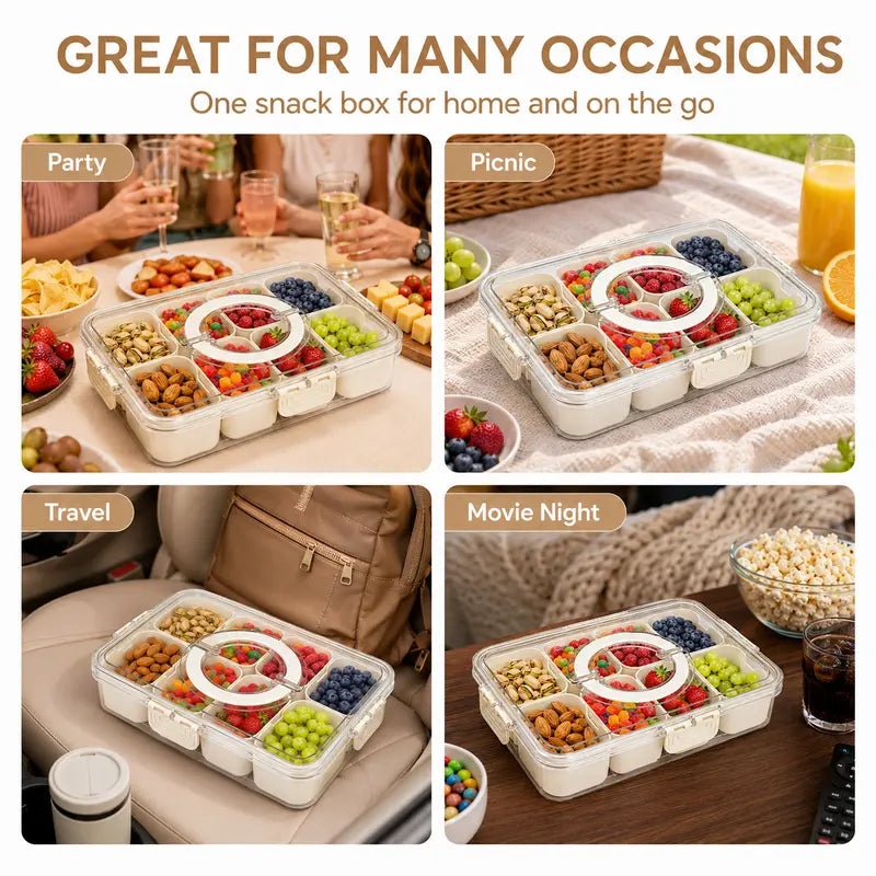 MIUVA 8-Compartment Leak-Free Organiser - Dry Food Storage Kitchen Container with Lid, Portable Multipurpose Organiser, Food Treat Container for Fridge, Office
