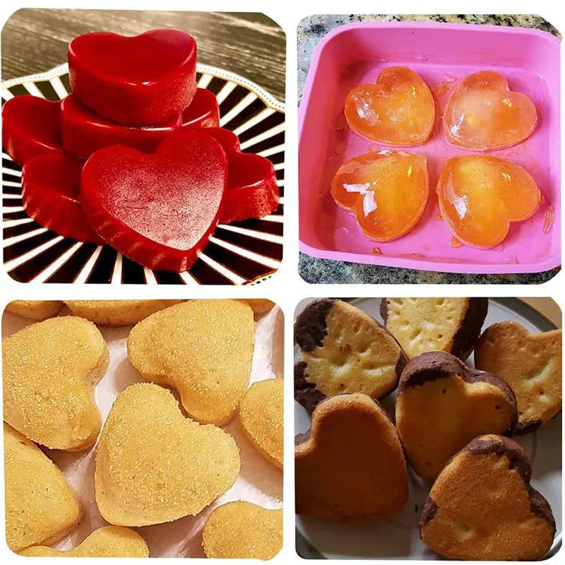 6 Holes Heart Shaped Silicone Mold for Chocolate Cake Jelly Pudding Handmade Soap Mould Candy Making Set of 2