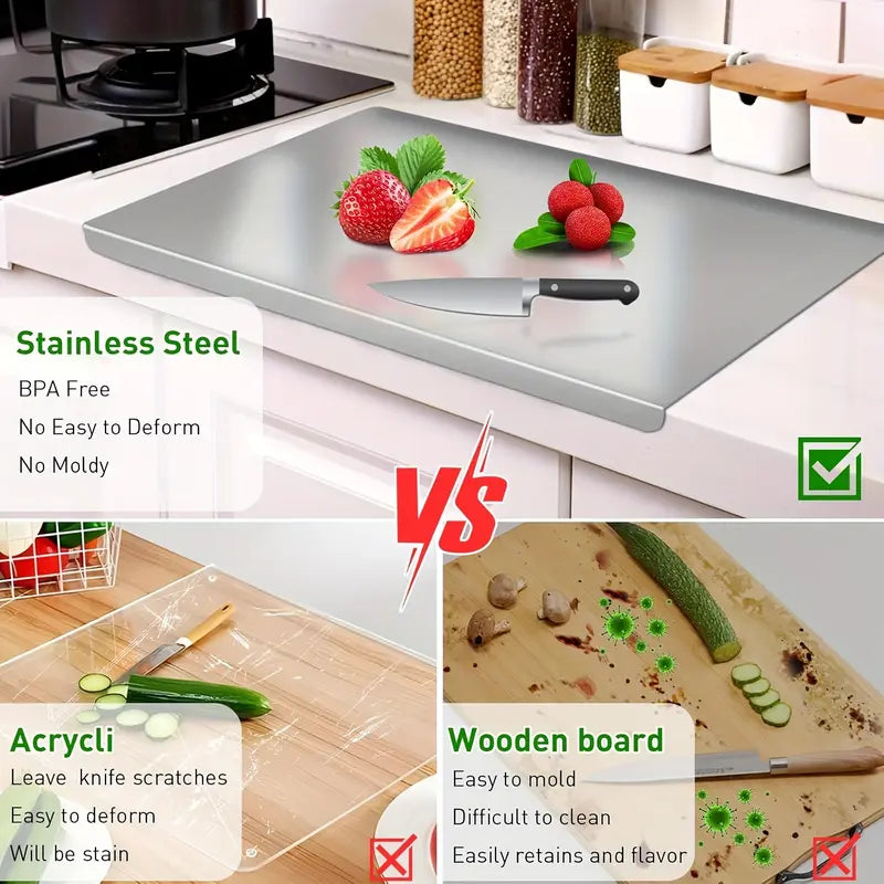 Stainless Steel Chopping Board, Non-Slip Kitchen Chopping Board, Kitchen Cutting Board, Kitchen Accessories, Household Kitchen Gadgets