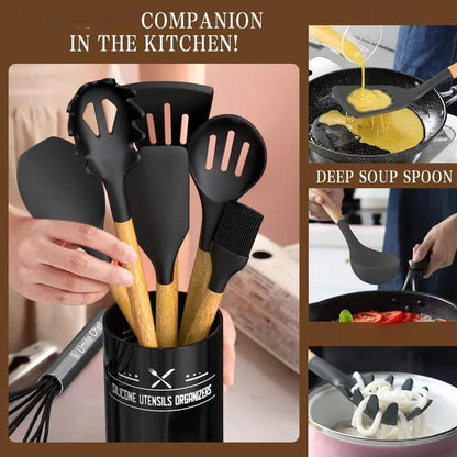 Kitchen Cooking Utensils Set, 33 Pcs Non-Stick Utensils Spatula Set with Holder，Kitchen Gadgets Cookware Hanging Sturdy Turner Steel Stainless Kitchen Accessories Kitchen Essentials Funky Kitchen Supplies Kitchen Gadgets