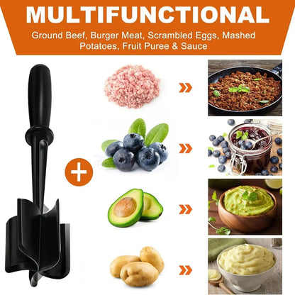 Manual Meat Chopper, Heat-Resistant Hamburger Meat Masher, Kitchen Utensil, Kitchen Tool, Kitchen Gadget, Chopping Tool, Kitchen Essential Gadget