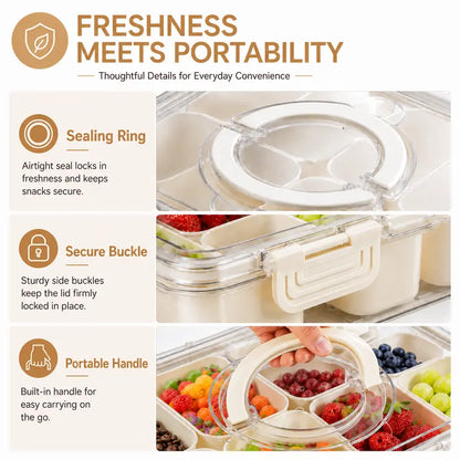 MIUVA 8-Compartment Leak-Free Organiser - Dry Food Storage Kitchen Container with Lid, Portable Multipurpose Organiser, Food Treat Container for Fridge, Office