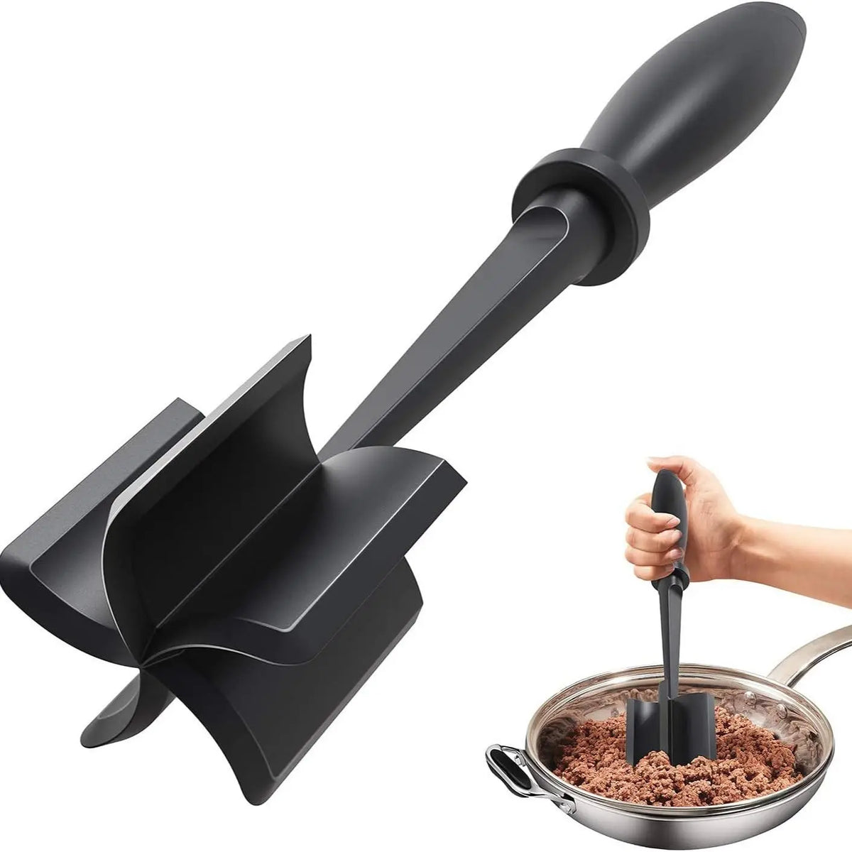 Manual Meat Chopper, Heat-Resistant Hamburger Meat Masher, Kitchen Utensil, Kitchen Tool, Kitchen Gadget, Chopping Tool, Kitchen Essential Gadget