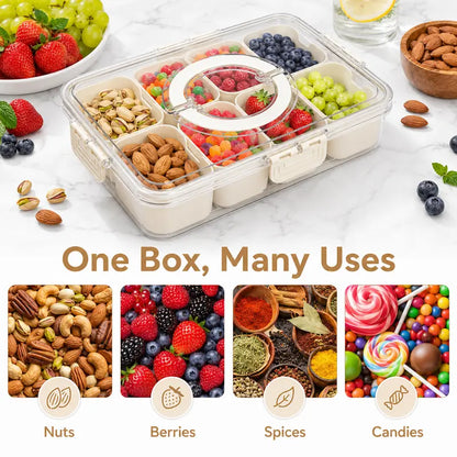 MIUVA 8-Compartment Leak-Free Organiser - Dry Food Storage Kitchen Container with Lid, Portable Multipurpose Organiser, Food Treat Container for Fridge, Office