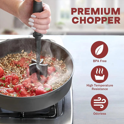 Manual Meat Chopper, Heat-Resistant Hamburger Meat Masher, Kitchen Utensil, Kitchen Tool, Kitchen Gadget, Chopping Tool, Kitchen Essential Gadget