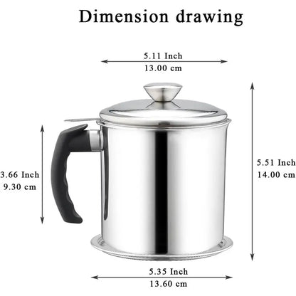 Stainless Steel Oil Pot with Filter, Kitchen Oil Dispenser with Tray & Lid, Bacon Grease Container, Kitchen Gadgets Cooking Food Oil Can, Home Kitchenware, Kitchen Accessories, Kitchen Strainer Utensils, Kitchen Pour Accessories
